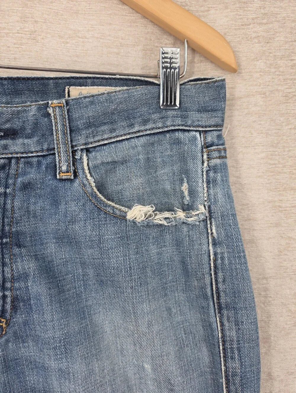 Ralph Lauren Vintage Mercer Jeans Thrashed Distressed Button Fly Denim